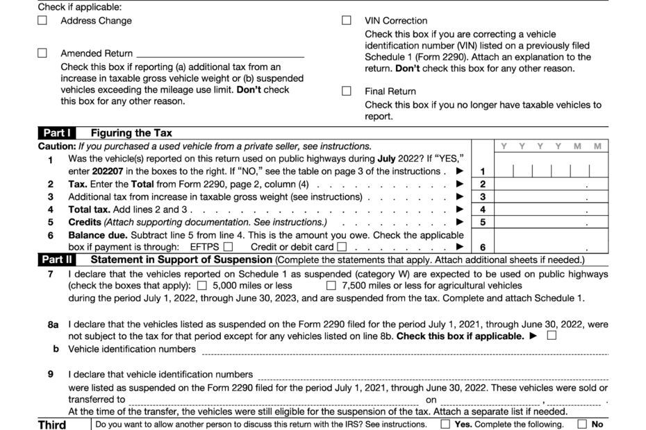 Irs Form 2290 Printable 2024
