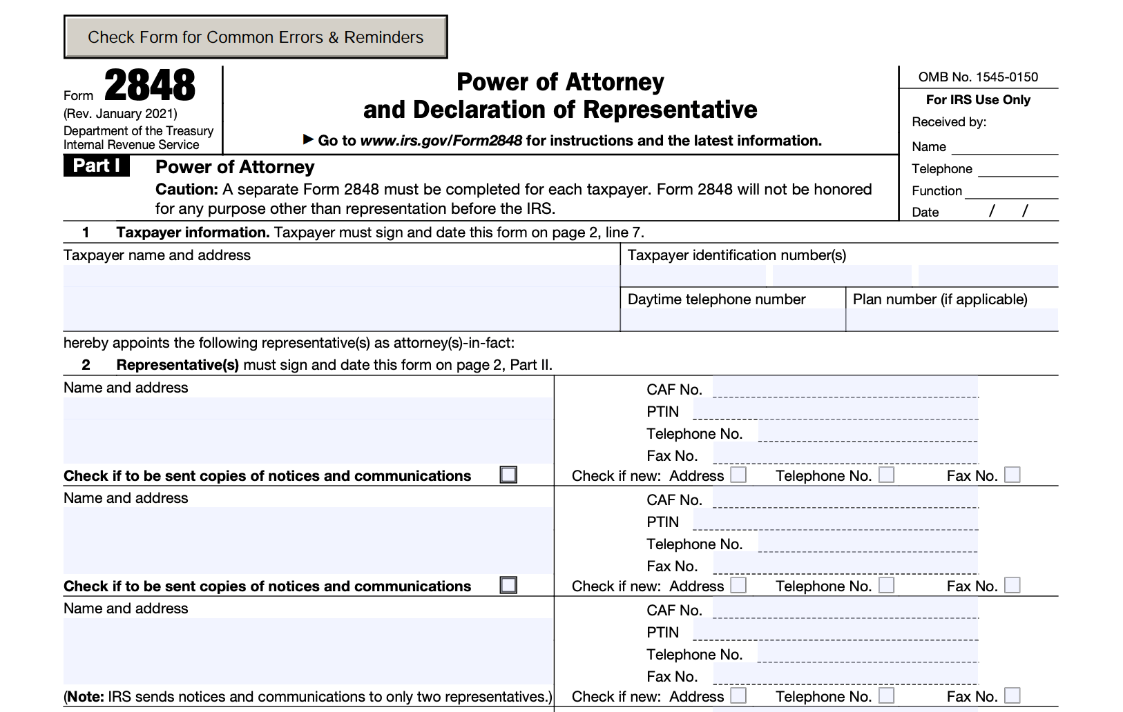 IRS Form 2848 Understanding Power Of Attorney And Declaration Of Representative Clio