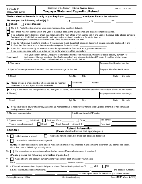 Irs Form 3911 Fillable Printable Forms Free Online