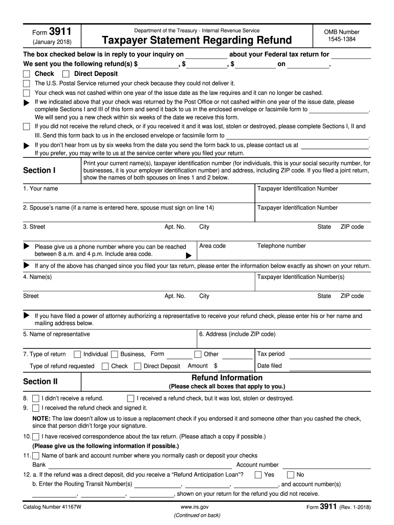 Irs Form 3911 Printable