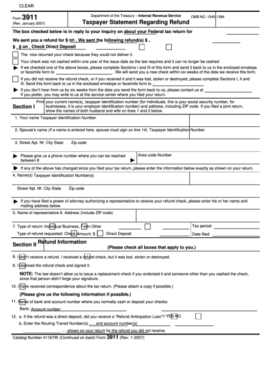Irs Form 3911 Printable