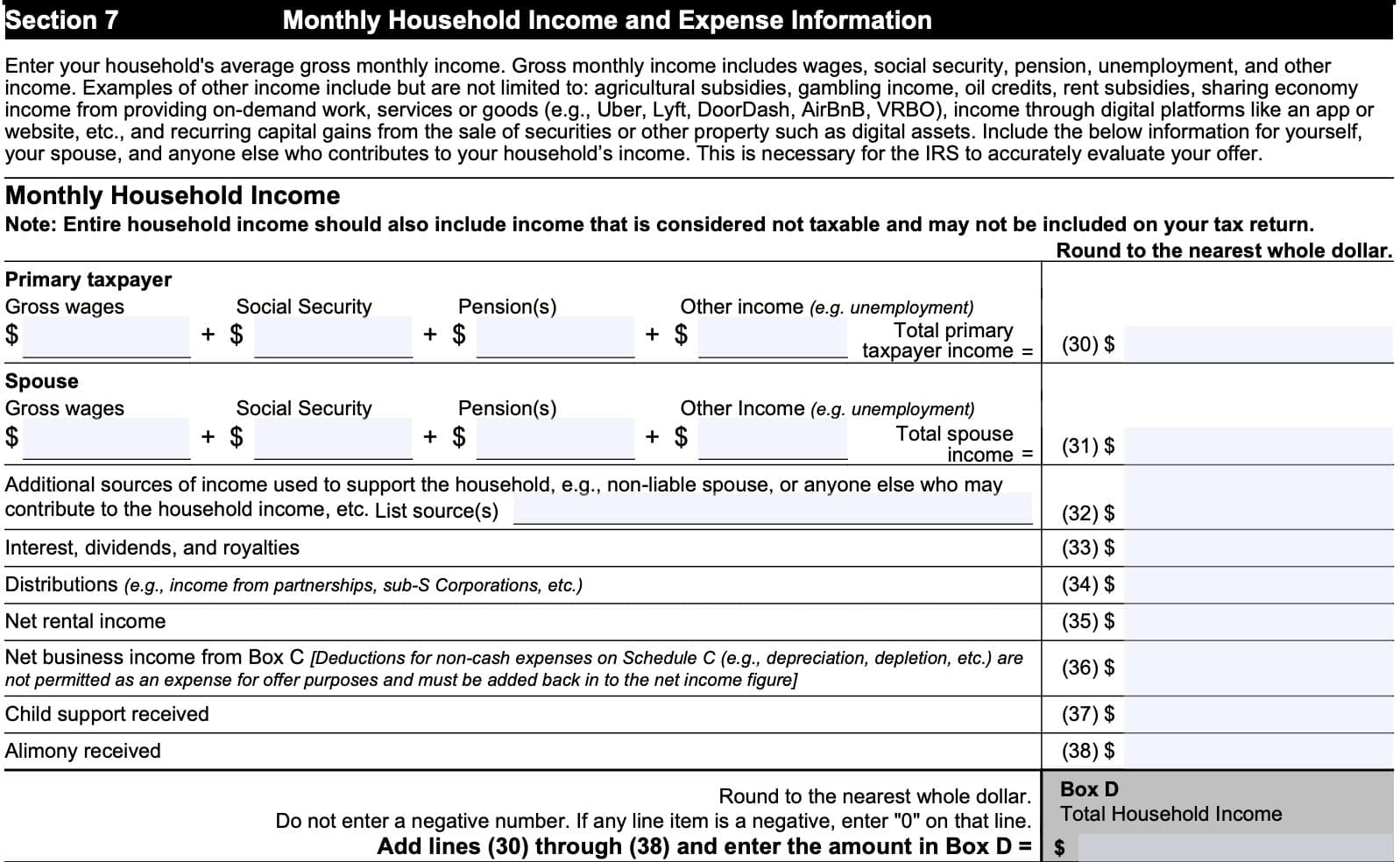 IRS Form 433 A Instructions Collection Information Statement IRS Form 433 A Instructions Collection Information Statement