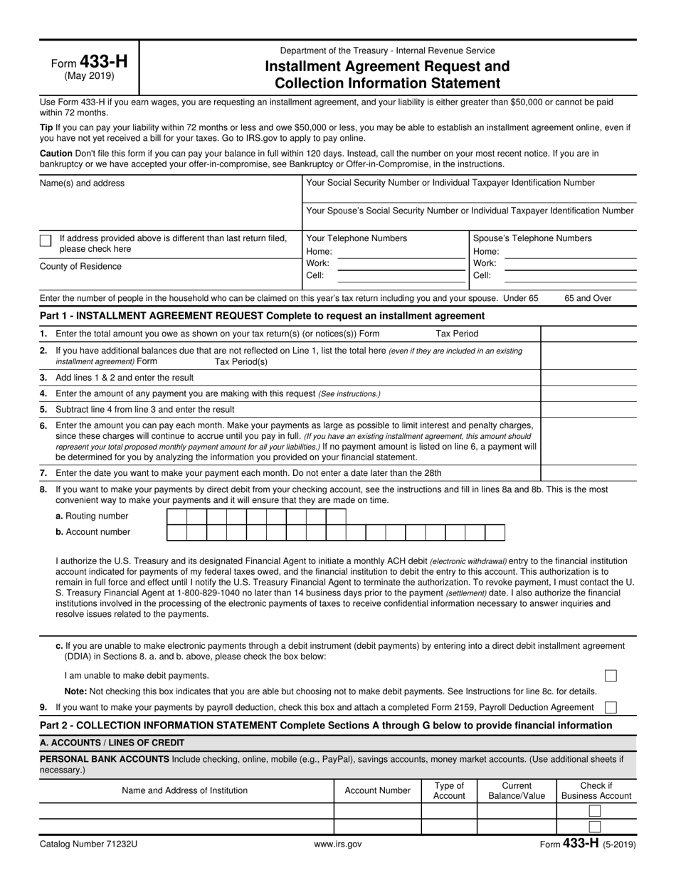 IRS Form 433 H Fill Out Sign Online And Download Fillable PDF Templateroller