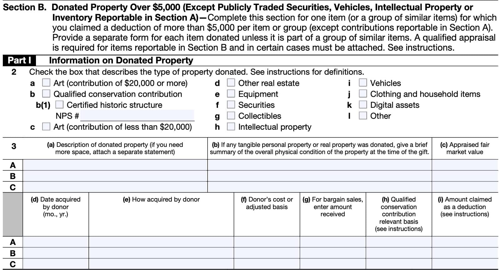 IRS Form 8283 Instructions Noncash Charitable Contributions