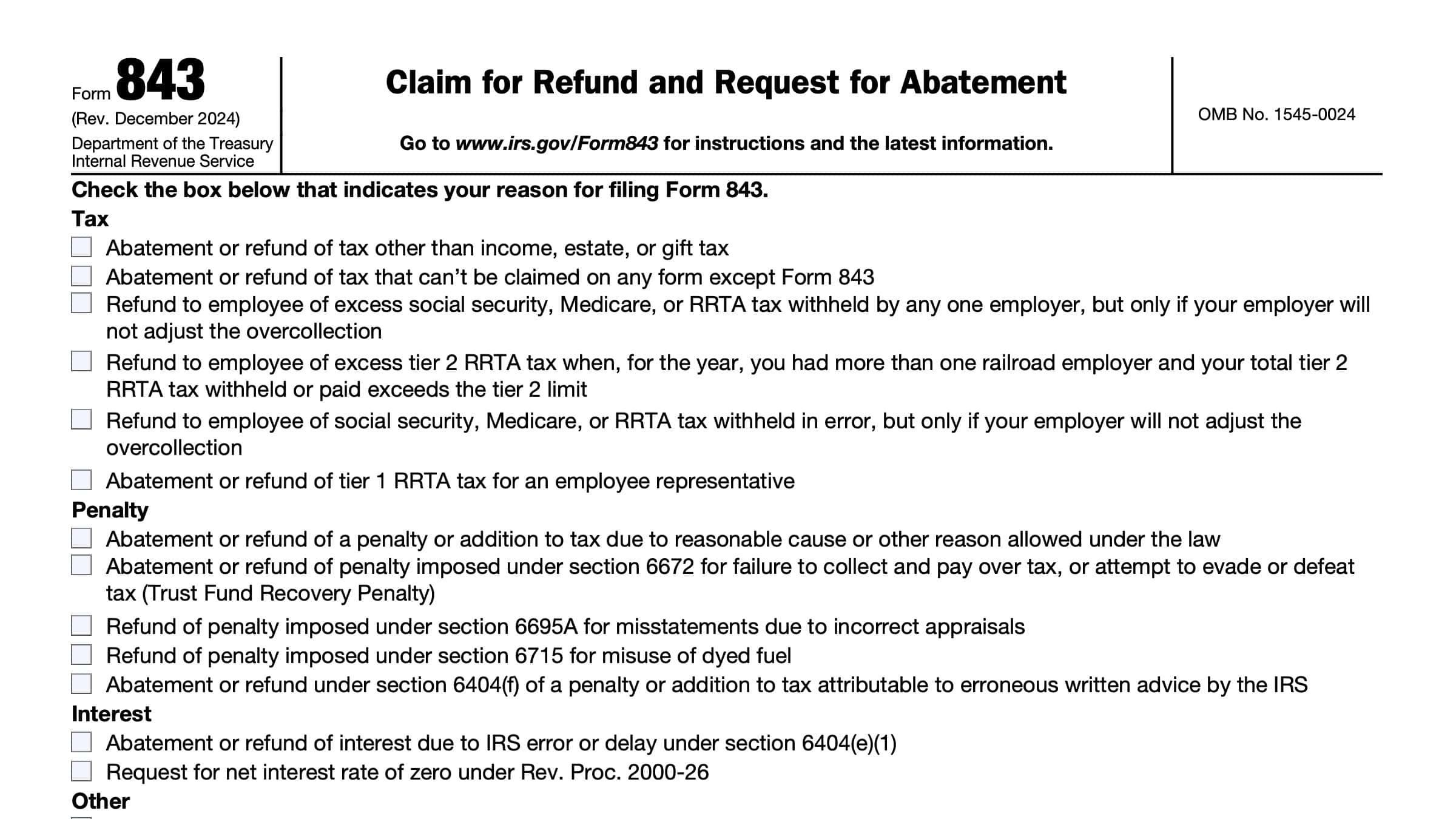 IRS Form 843 Instructions IRS Form 843 Instructions