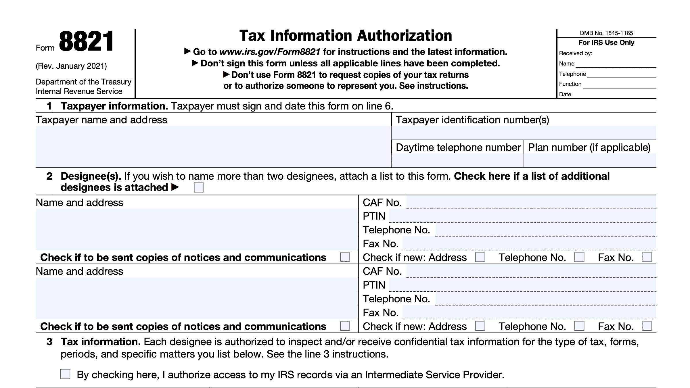 IRS Form 8821 Instructions Tax Information Authorization IRS Form 8821 Instructions Tax Information Authorization