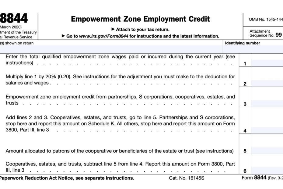 IRS Form 8844 Instructions Empowerment Zone Tax Credits