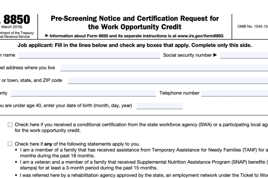 IRS Form 8850 Instructions