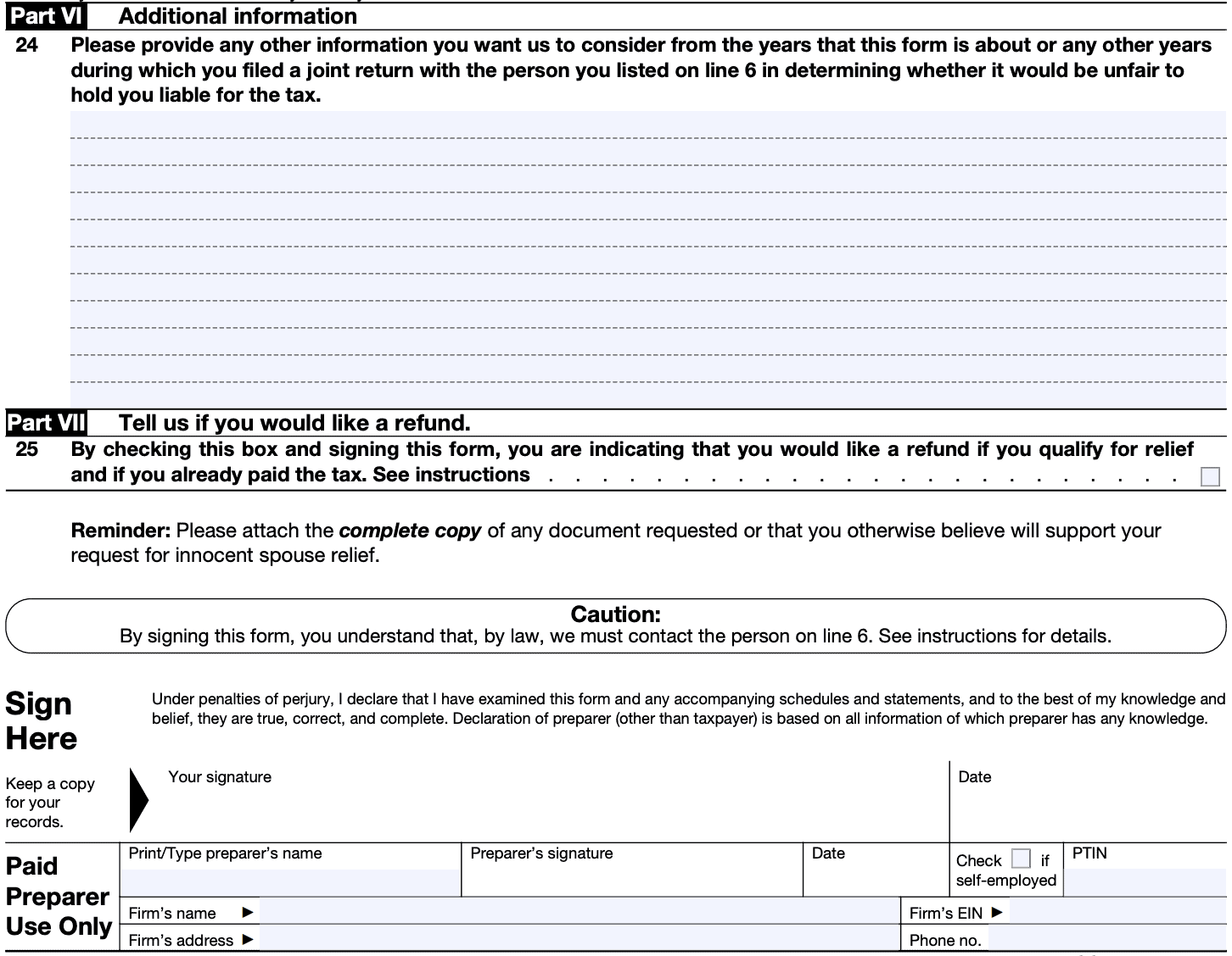 IRS Form 8857 Instructions Innocent Spouse Relief