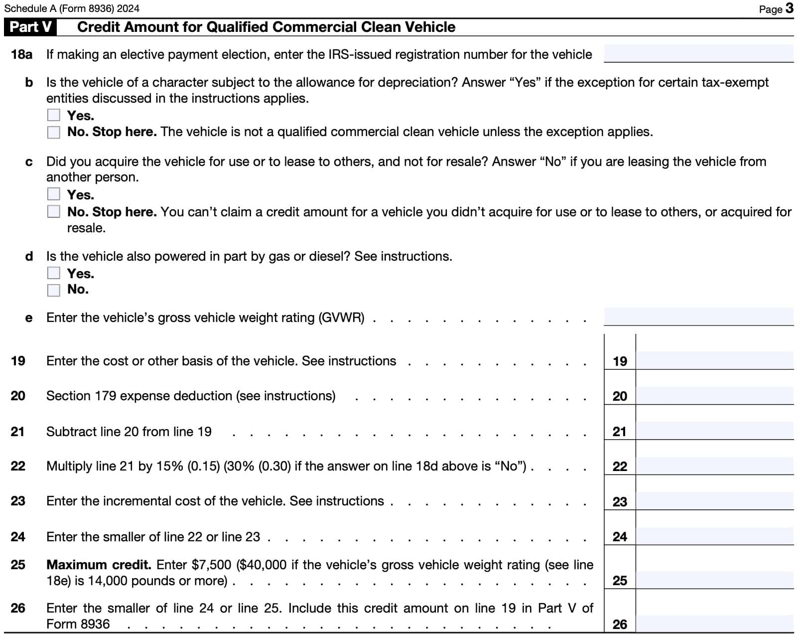 IRS Form 8936 Instructions Clean Vehicle Credits
