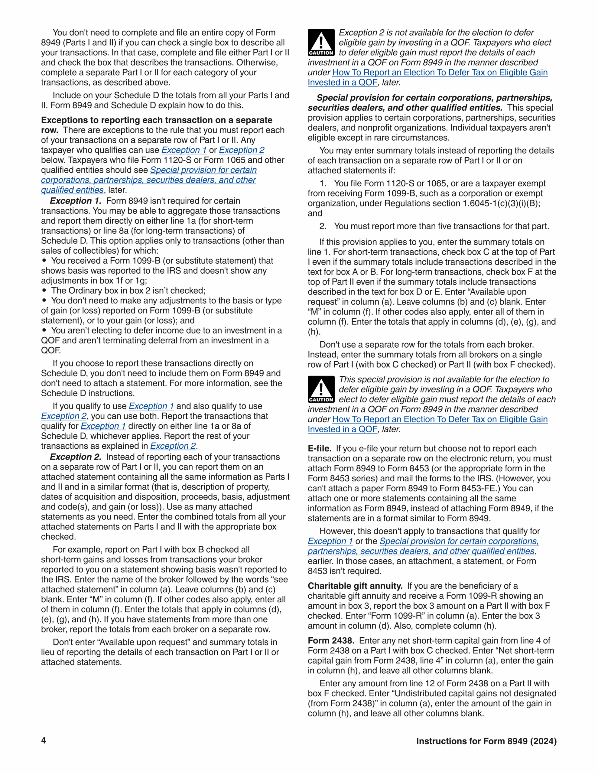 IRS Form 8949 Instructions