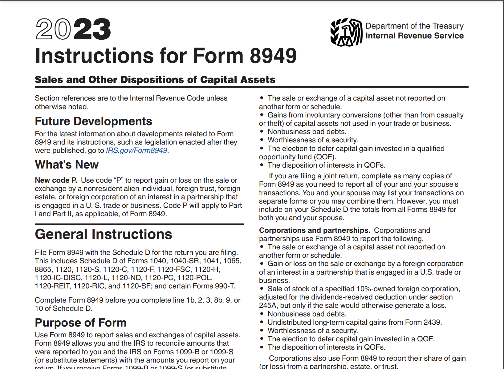 IRS Form 8949 Report Realized Gains From An Exchange