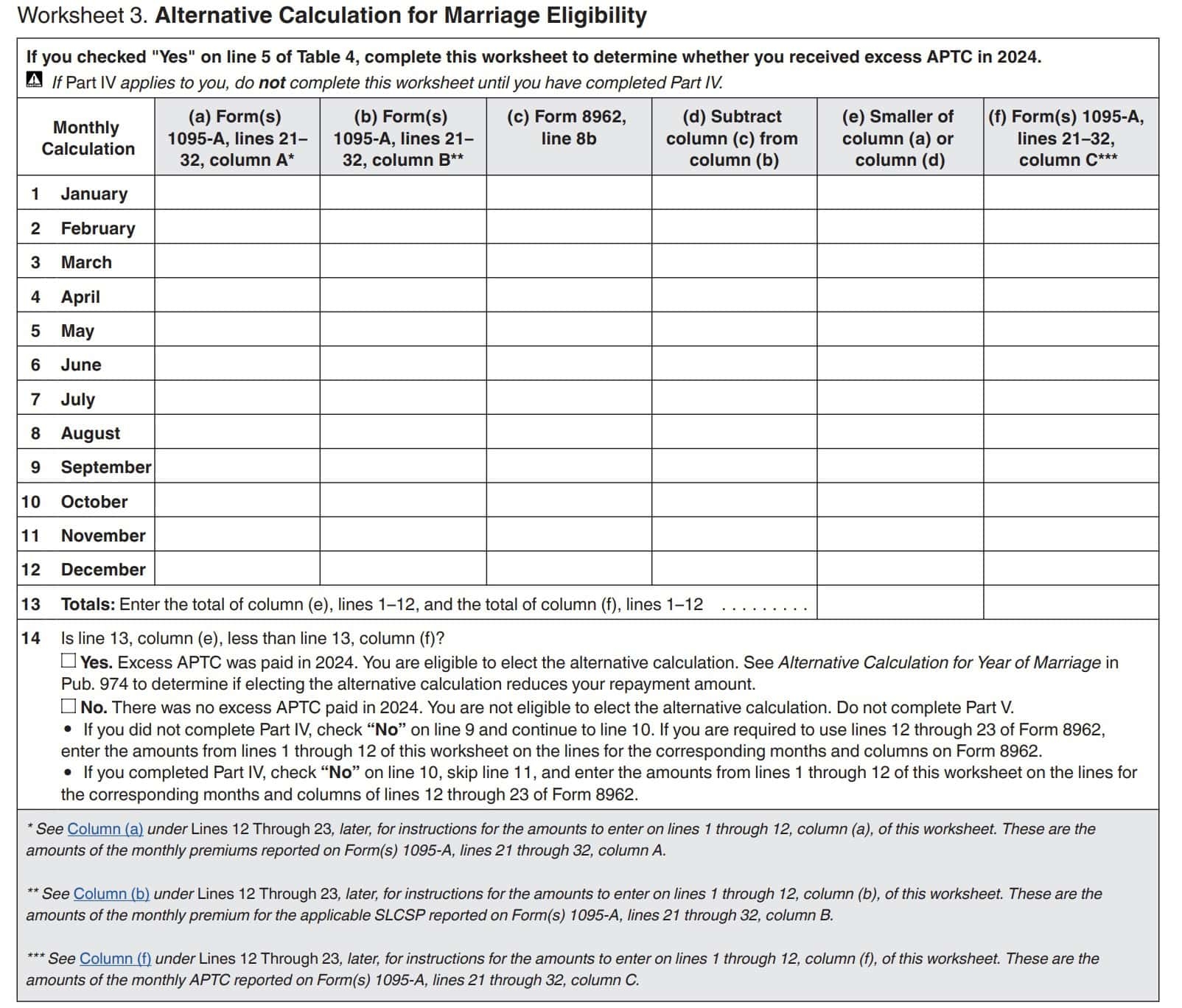 IRS Form 8962 Instructions Premium Tax Credit