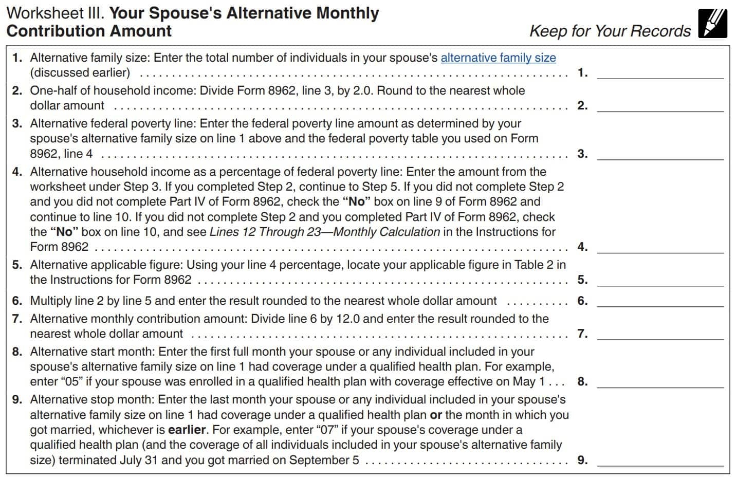 IRS Form 8962 Instructions Premium Tax Credit