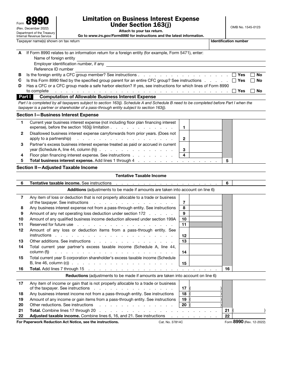 IRS Form 8990 Download Fillable PDF Or Fill Online Limitation On 