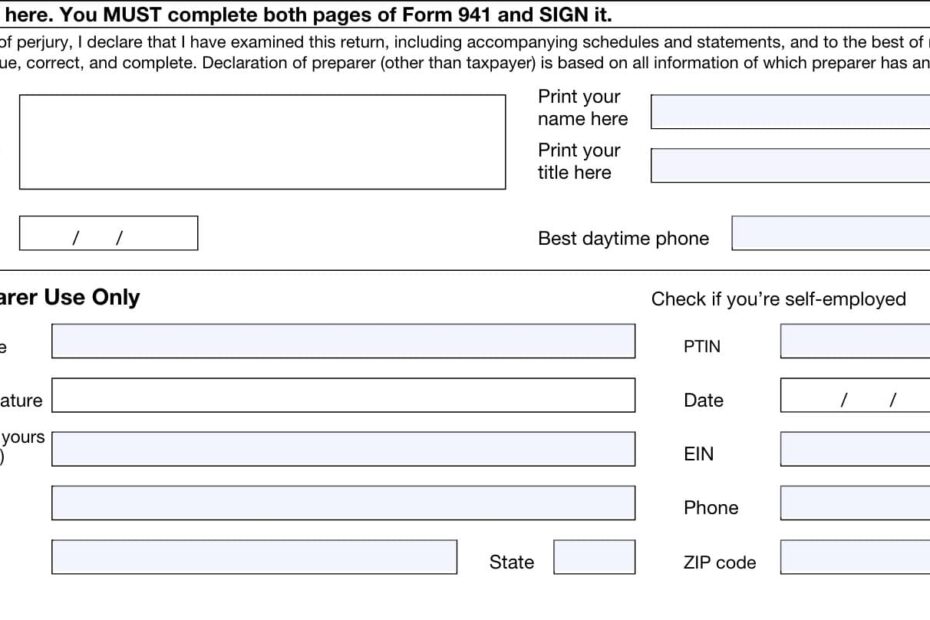 IRS Form 941 Instructions Employer s Quarterly Tax Return