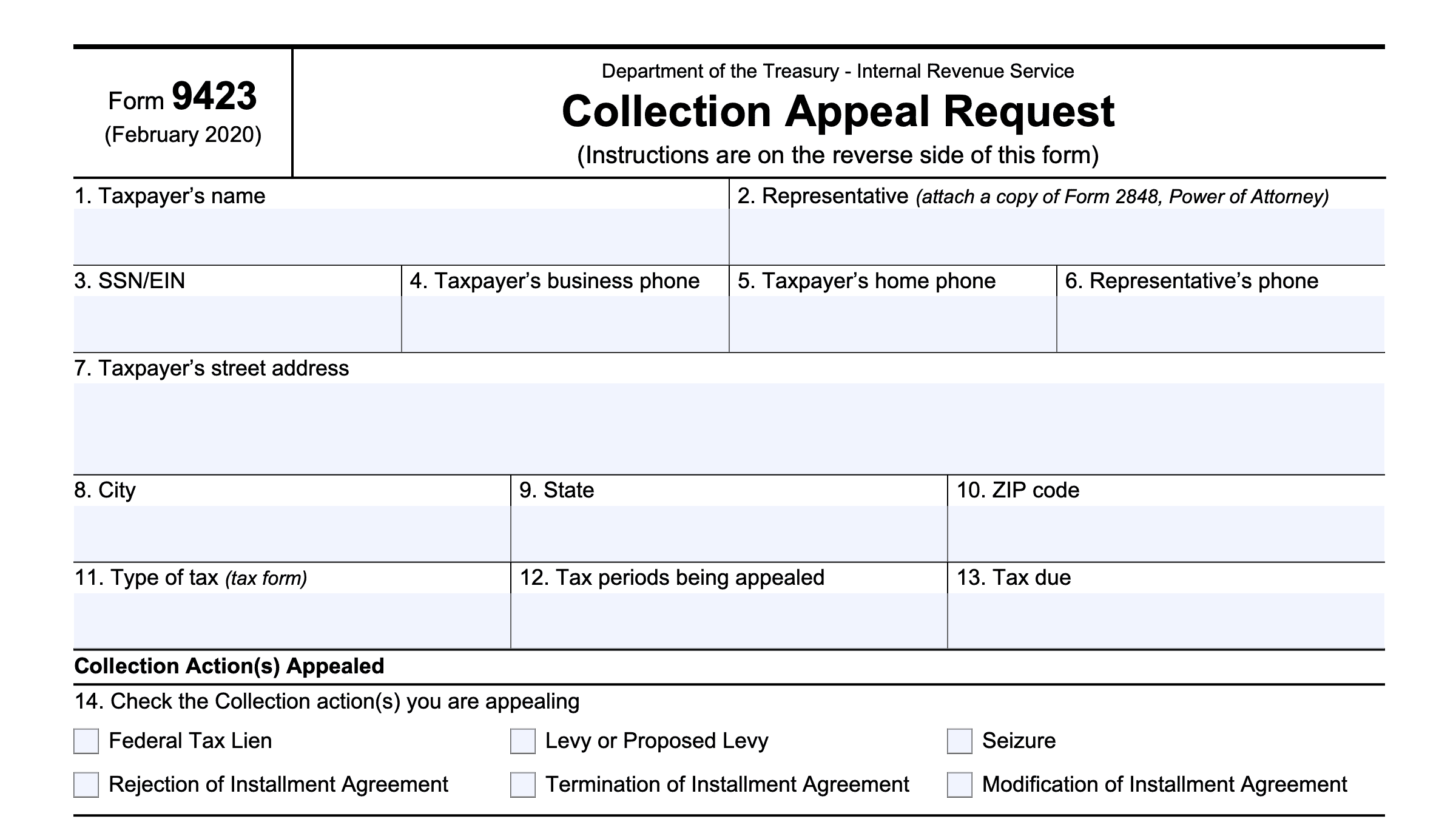 IRS Form 9423 Instructions Your Collection Appeal Request