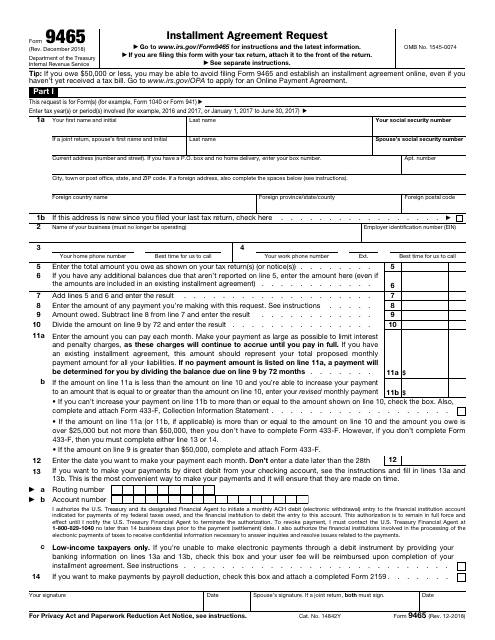 IRS Form 9465 Fill Out Sign Online And Download Fillable PDF 