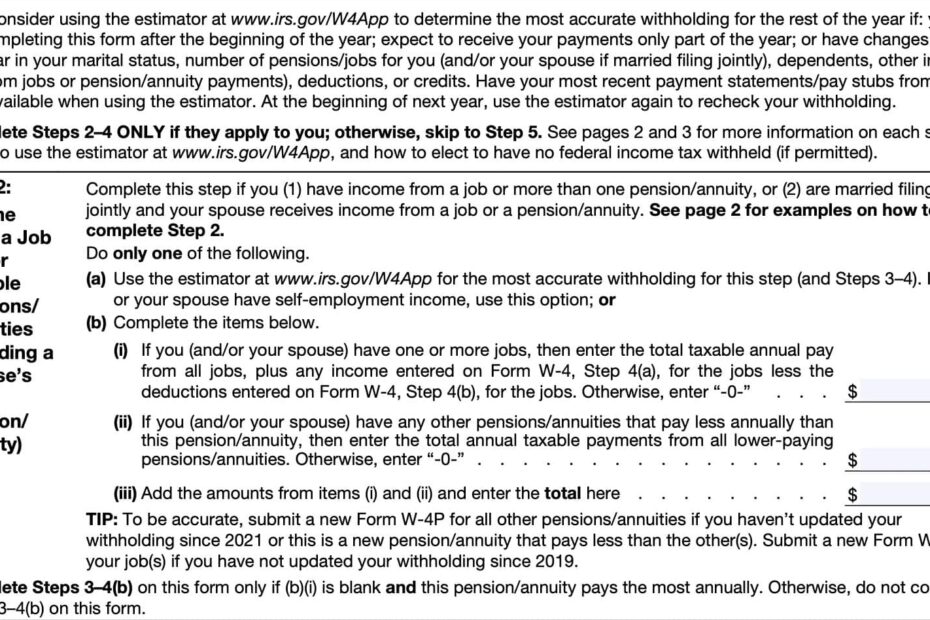 IRS Form W 4P Instructions Pension U0026 Annuity Tax Withholding