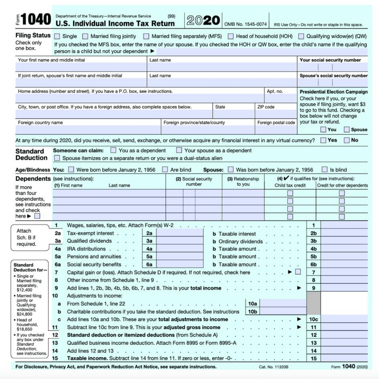 IRS Releases Form 1040 For 2020 Tax Year Taxgirl 