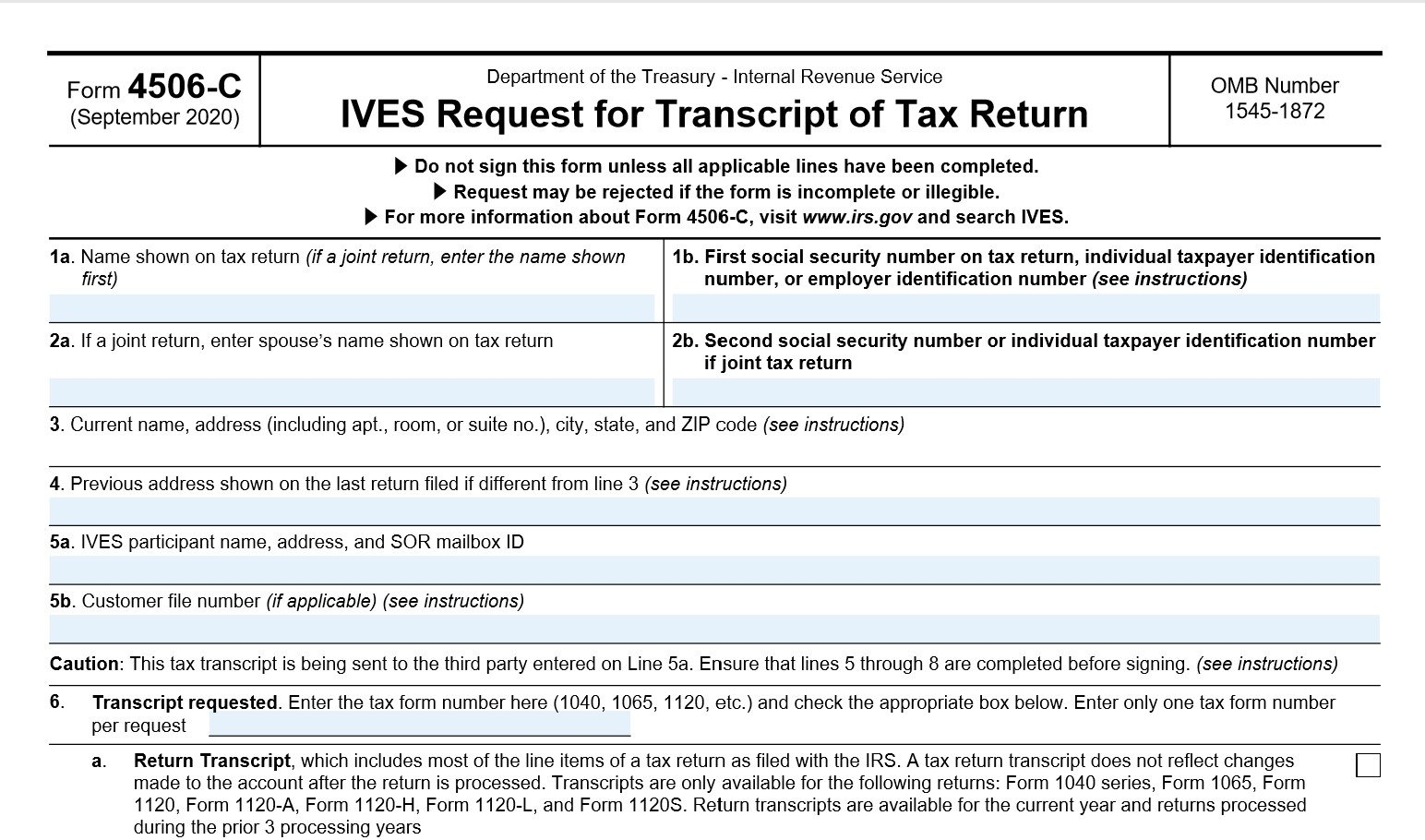 IRS Releases New Form 4506 C