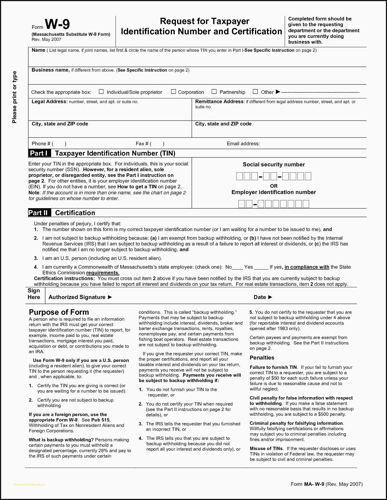 Irs W 9 Form 2025 Printable Aaron Malik