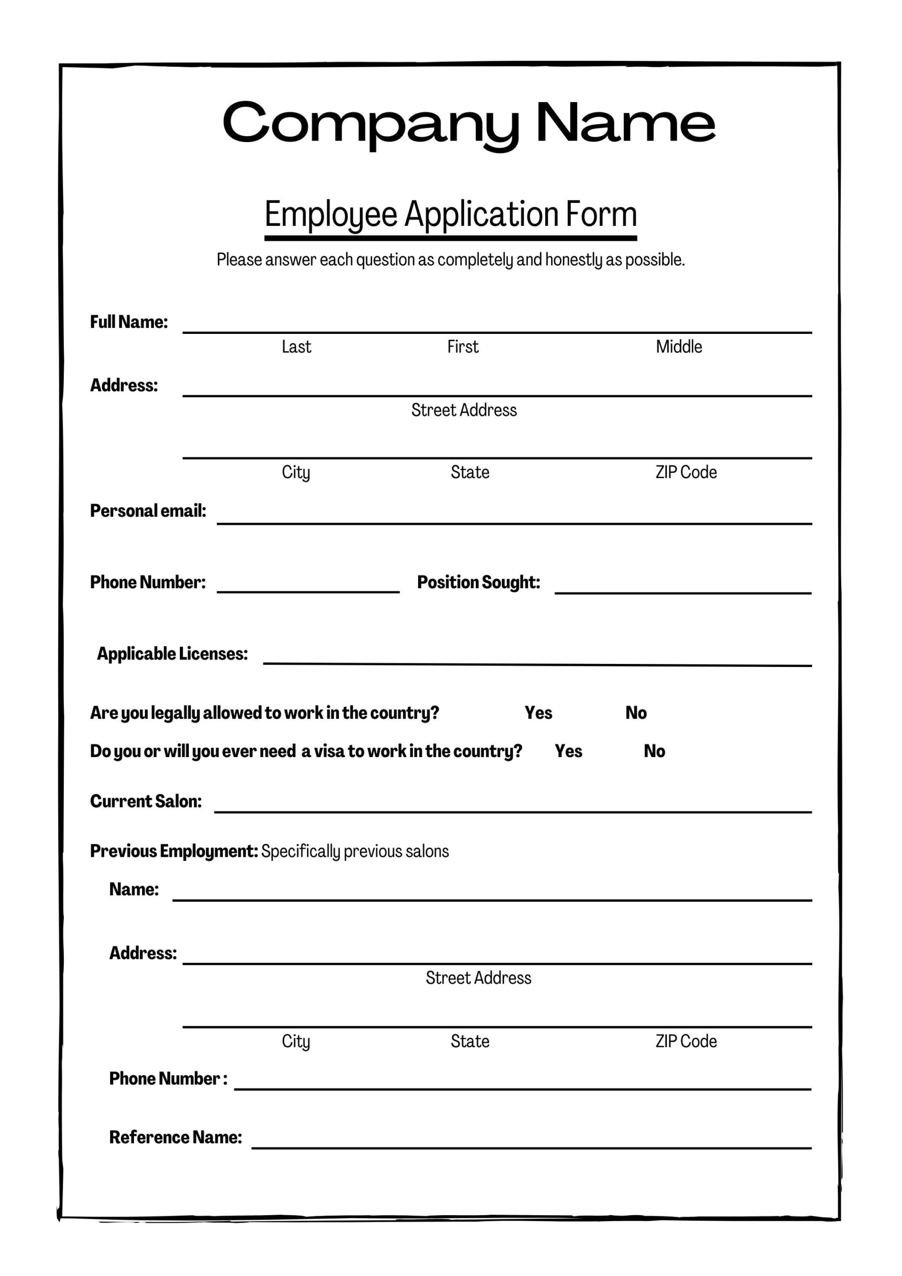 Job Application Form