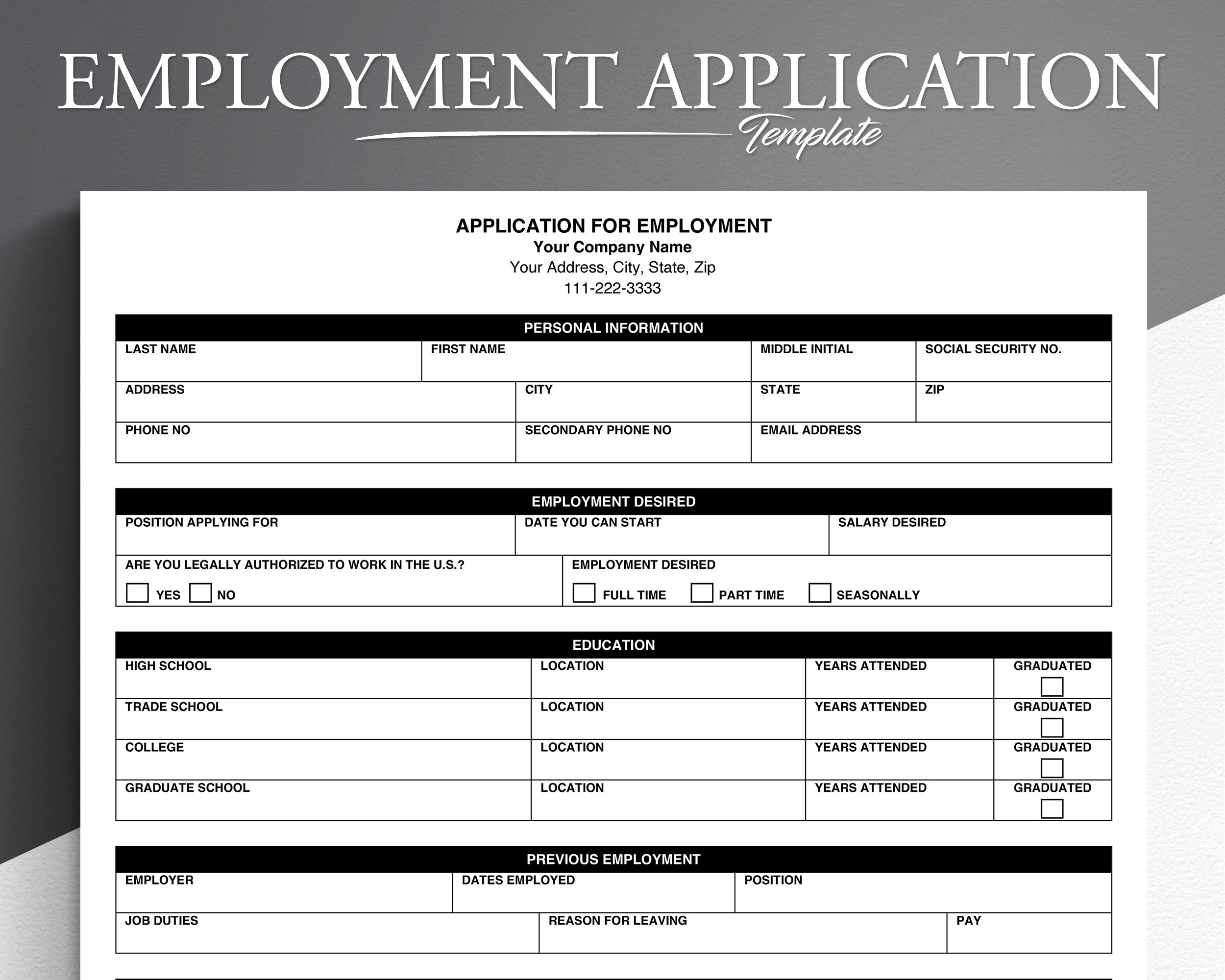 Job Application Pdf google Docs microsoft Word Employee 