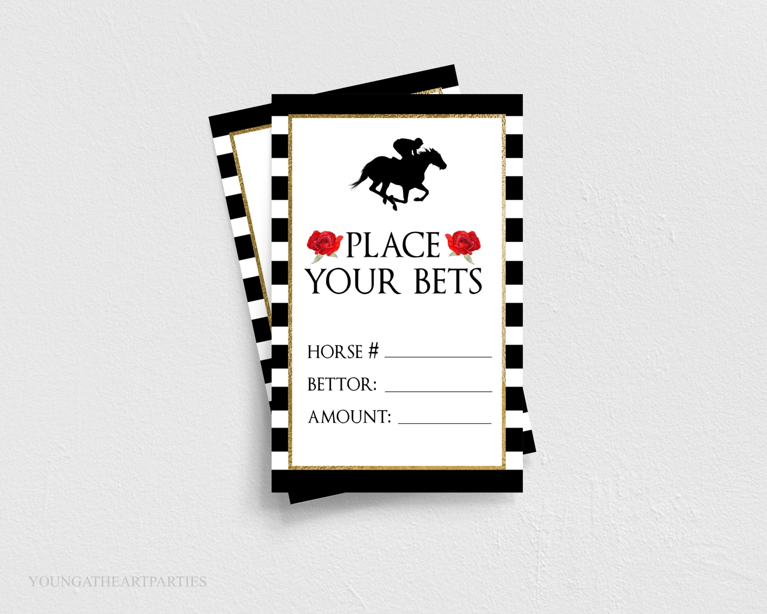 Kentucky Derby Horse Race Betting Card Template Printable File Derby Bet Cards Red Roses Wager Cards Kentucky Pool Bet Derby Games Etsy