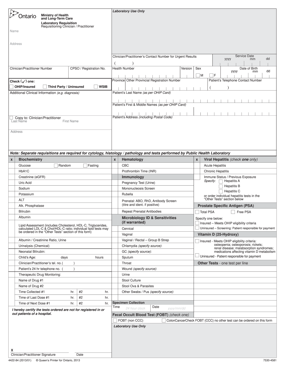 Lab Order Form Template Fill Online Printable Fillable Blank
