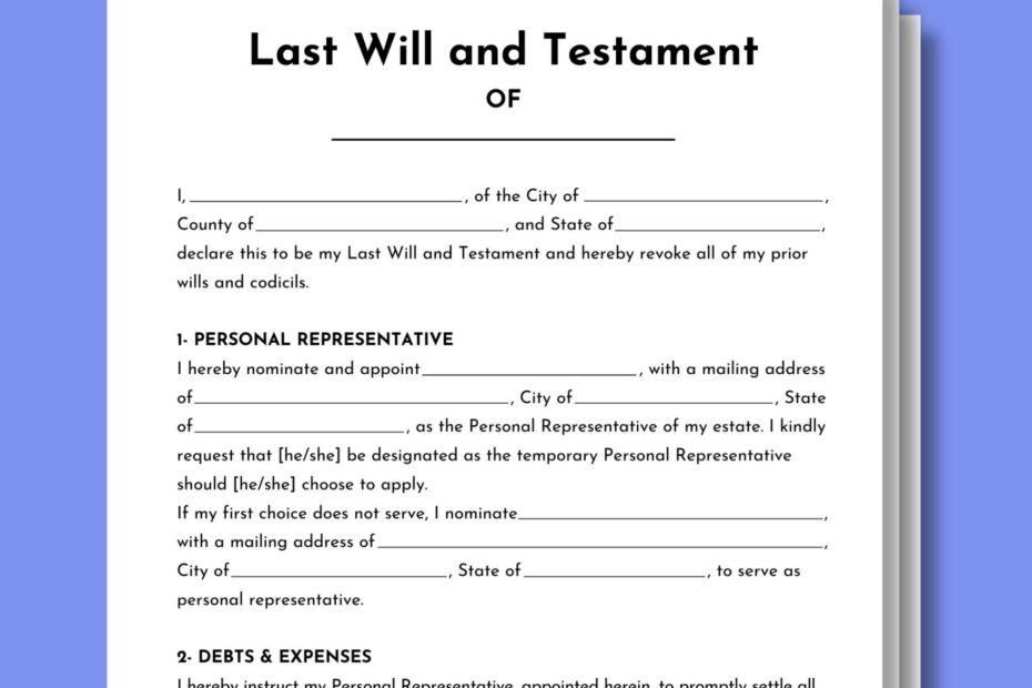 Last Will And Testament Editable Last Will And Testament Template