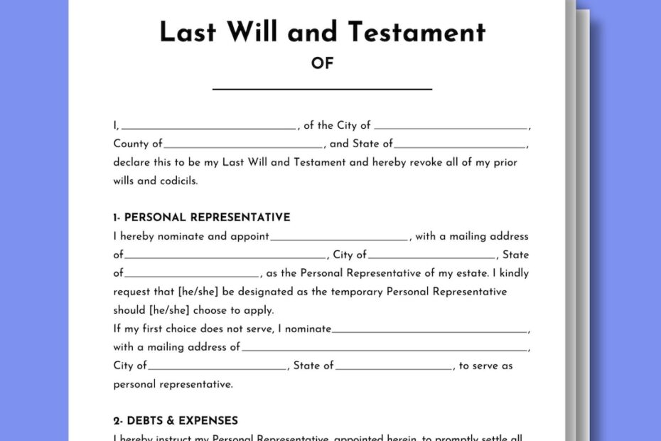 Last Will And Testament Editable Last Will And Testament Template Printable Last Will And Testament Form PDF Instant Download Digital Etsy Canada