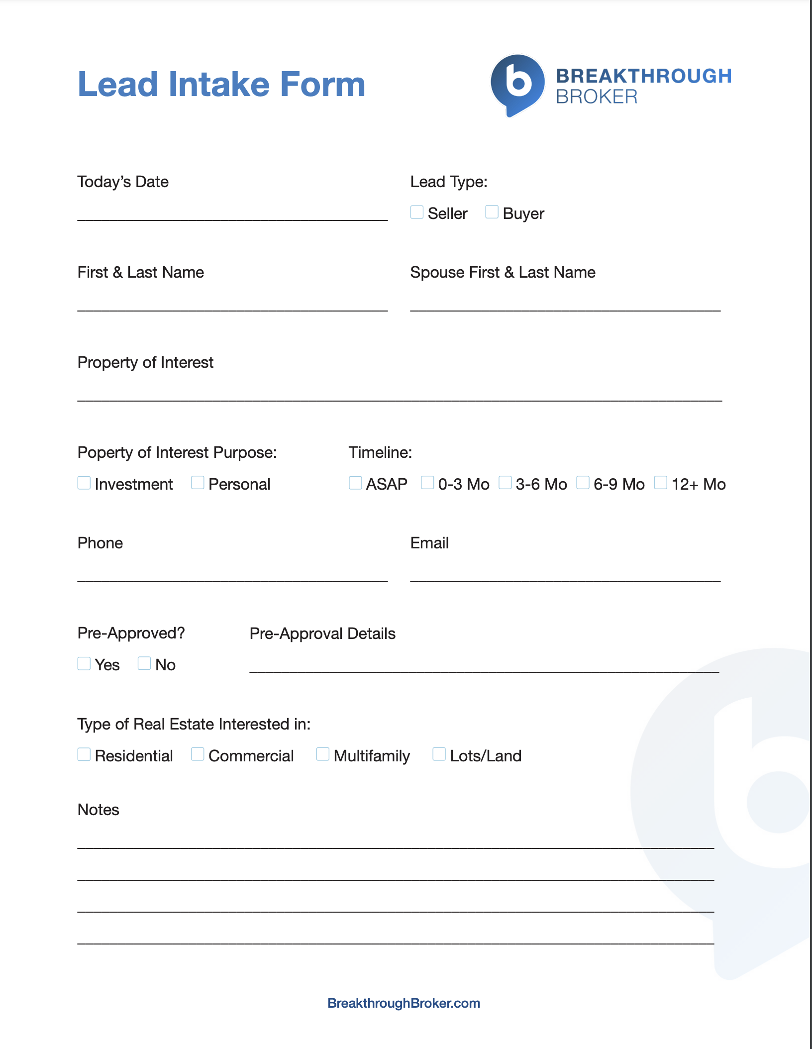 Lead Intake Form