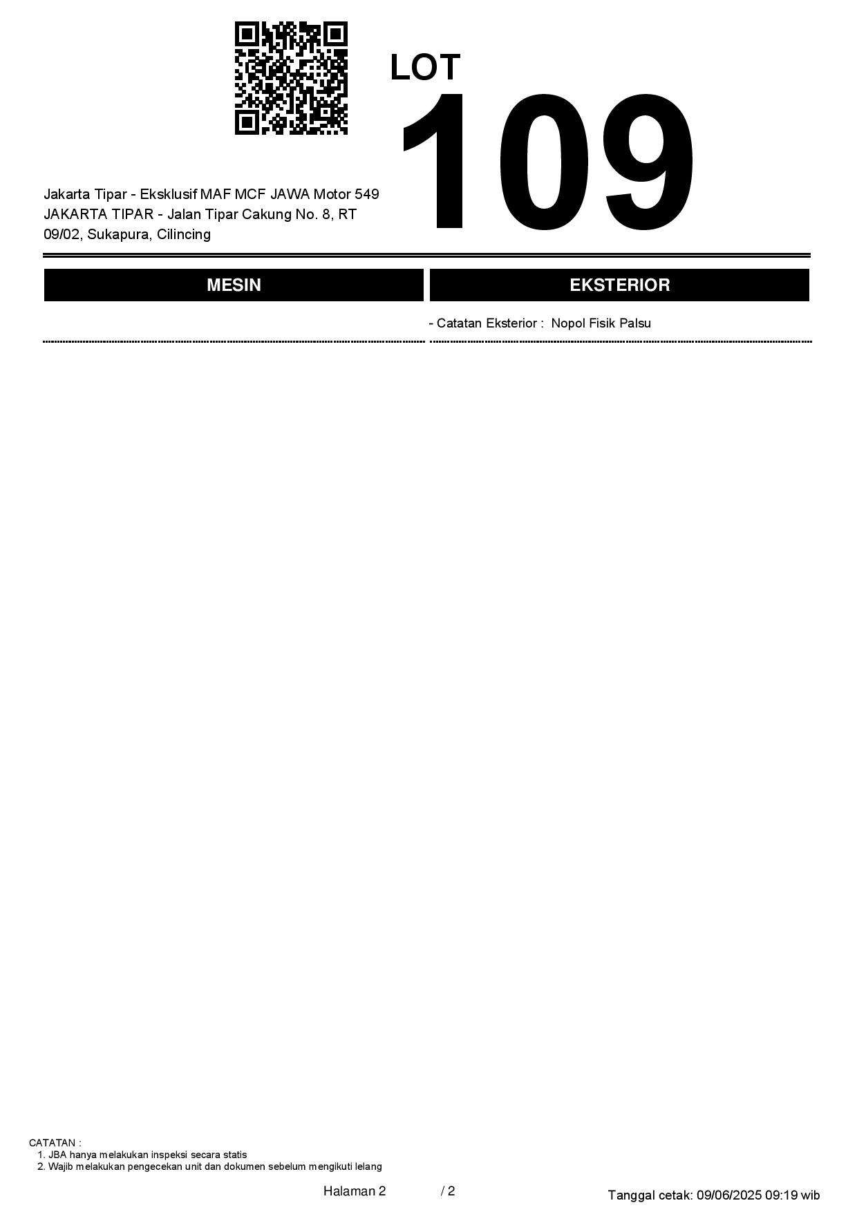 Lelang Motor HONDA BEAT 110 108 2014 MERAH JAKARTA TIPAR