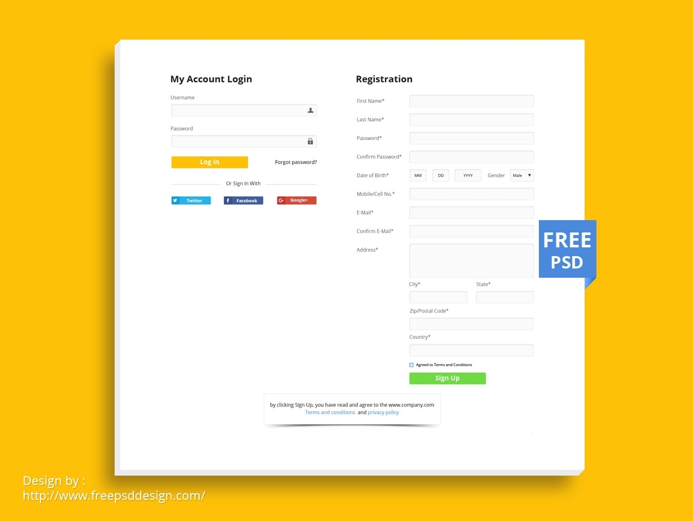 Login And Registration Form Free Psd Design Free Psd Design