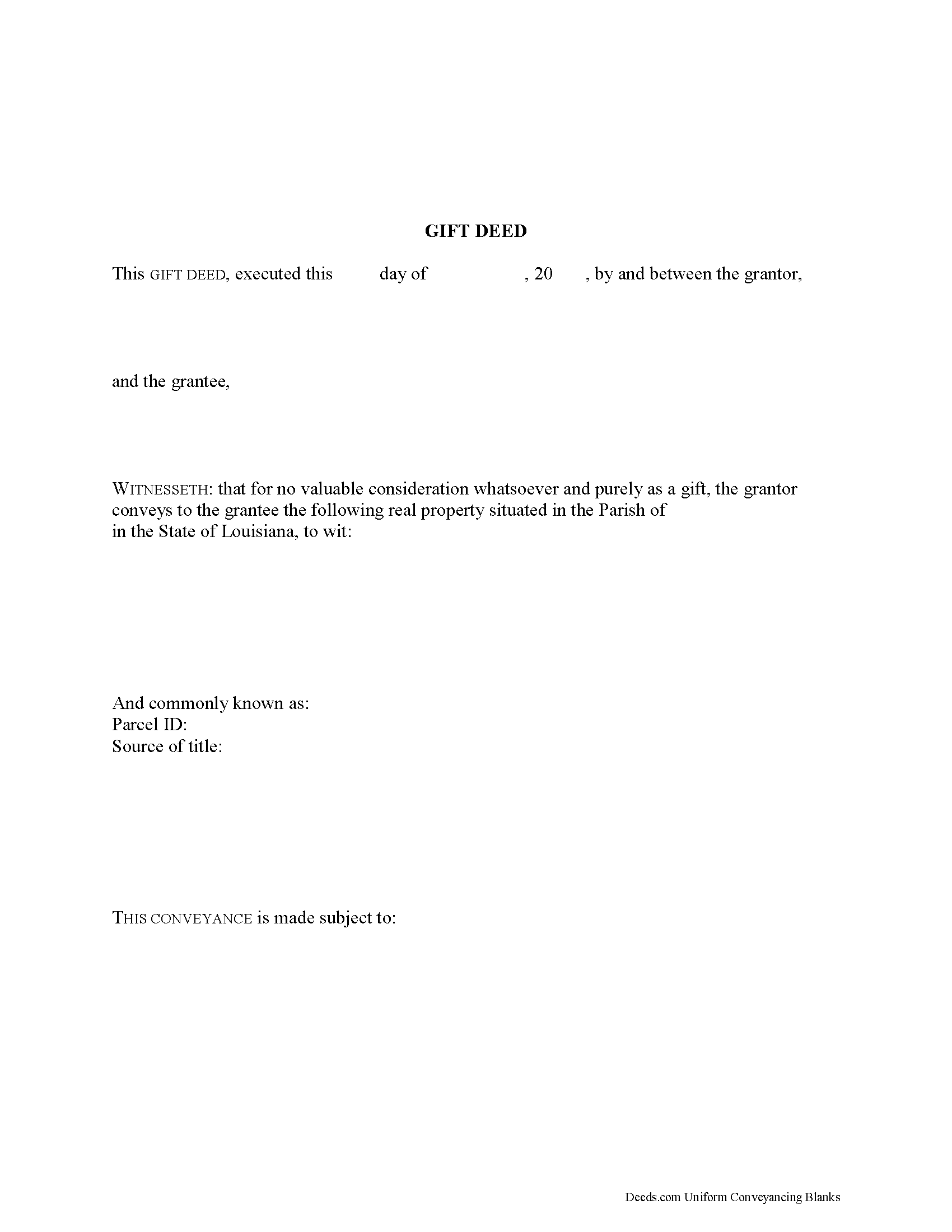 Louisiana Gift Deed Forms Deeds