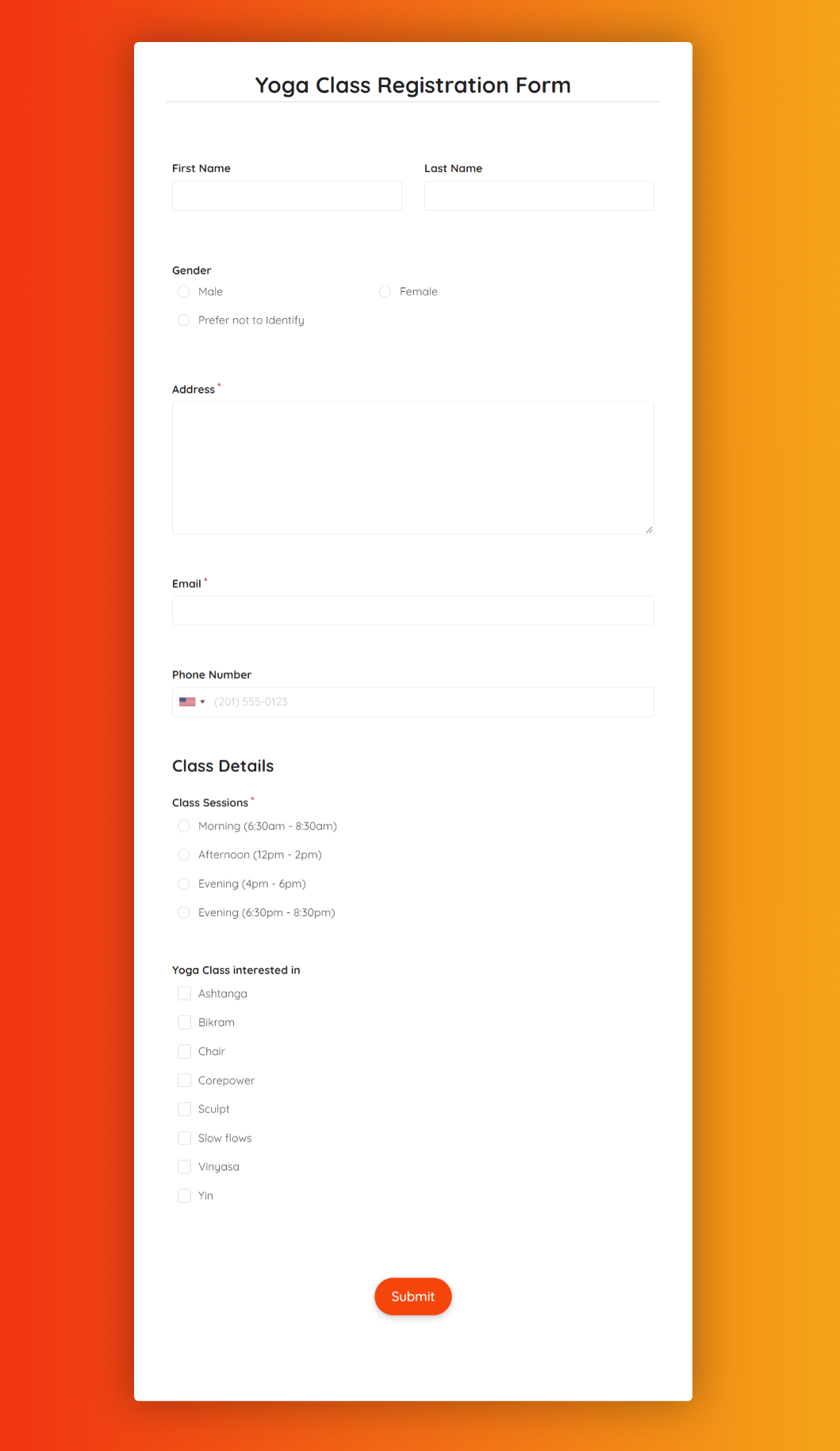 Make Up Class Registration Form Template Formplus