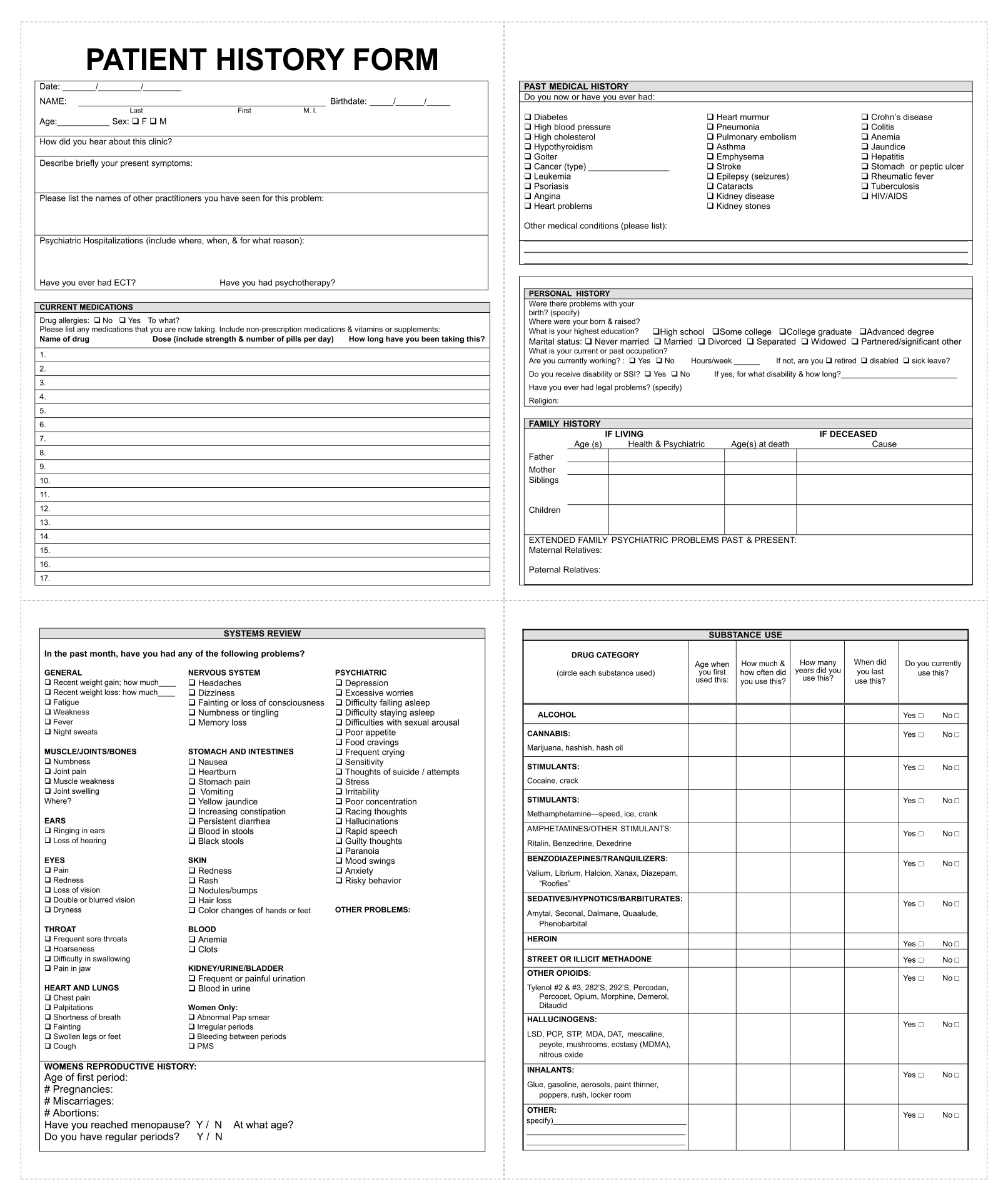 Medical History Forms 10 Free PDF Printables Printablee