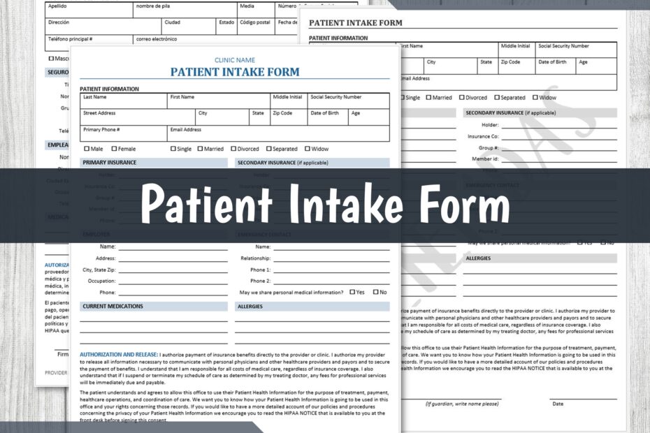 Medical Intake Patient Information Template English Spanish Clinic Healthcare Templates Medical History Privacy HIPAA 8 5x11 Etsy