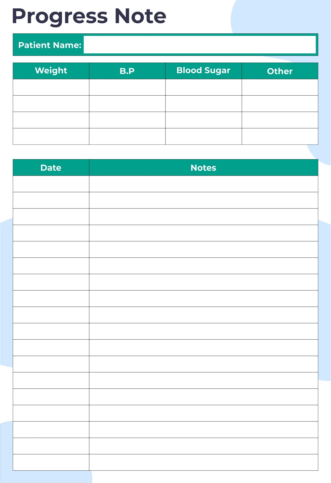 Medical Progress Note Forms 10 Free PDF Printables Printablee