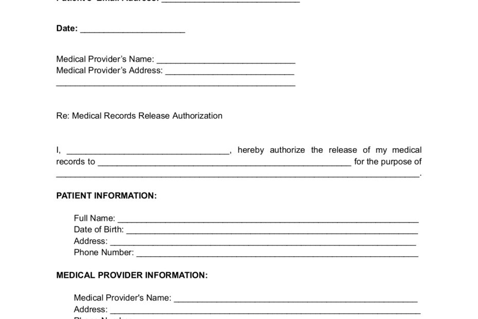 Medical Records Release Form Template Loio