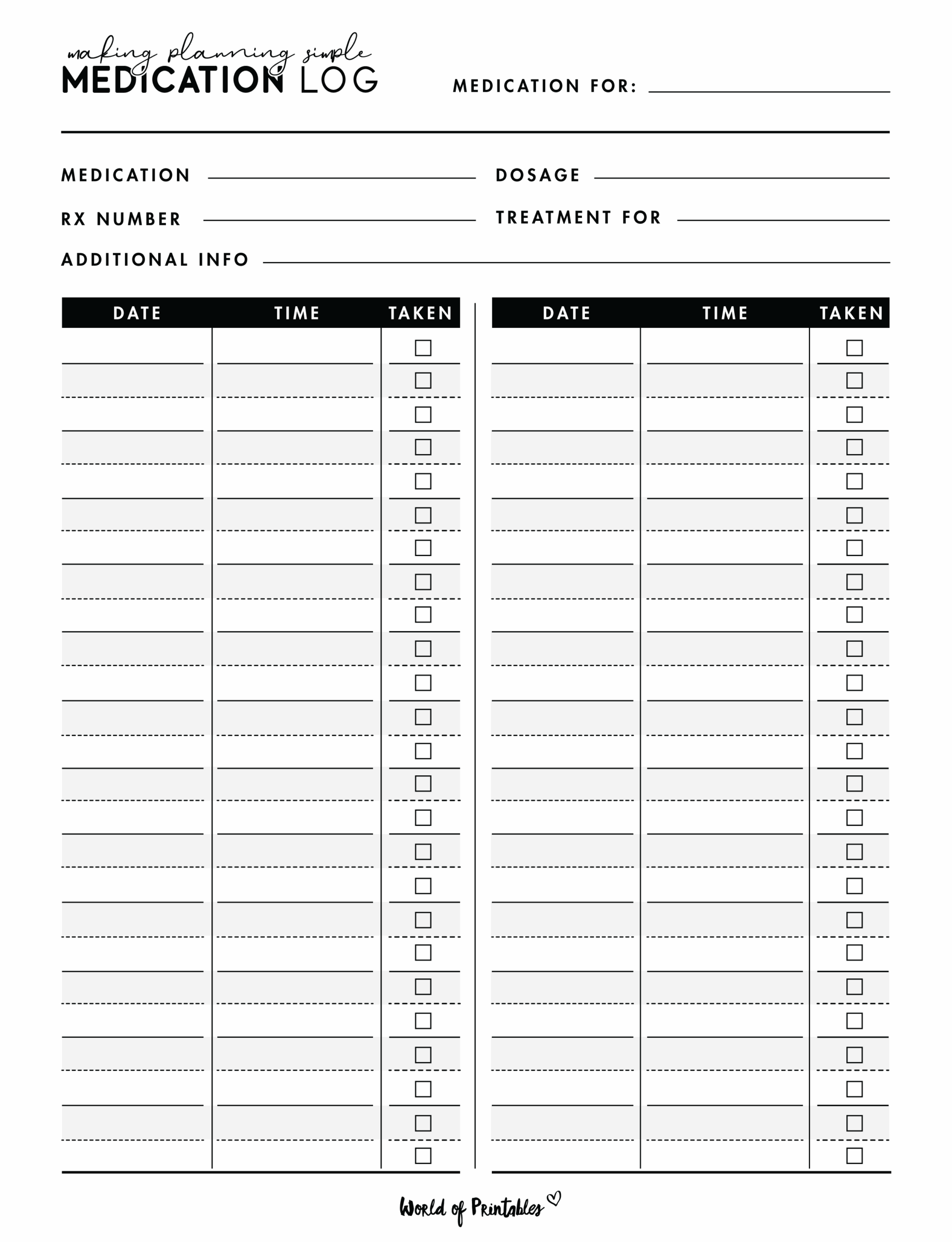 Medication Log 8 Of The Best Templates World Of Printables