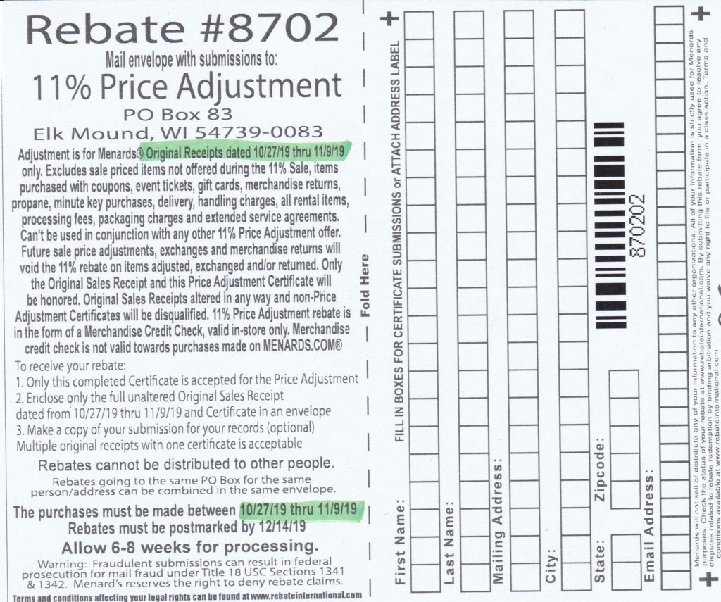 Menards Rebate Adjustment Form MenardsRebate Form