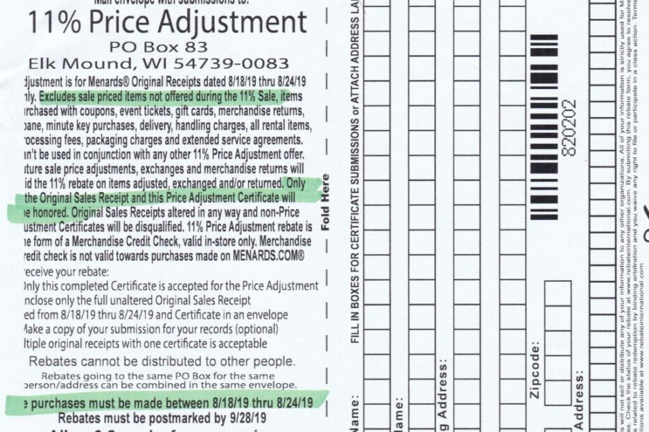 Menards Rebate Form Printable