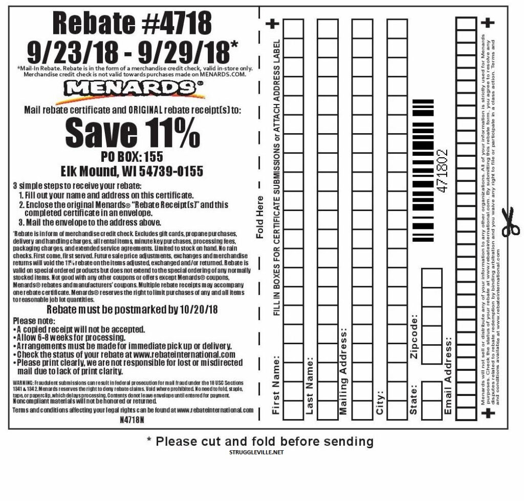 Menards Rebate Form To Print