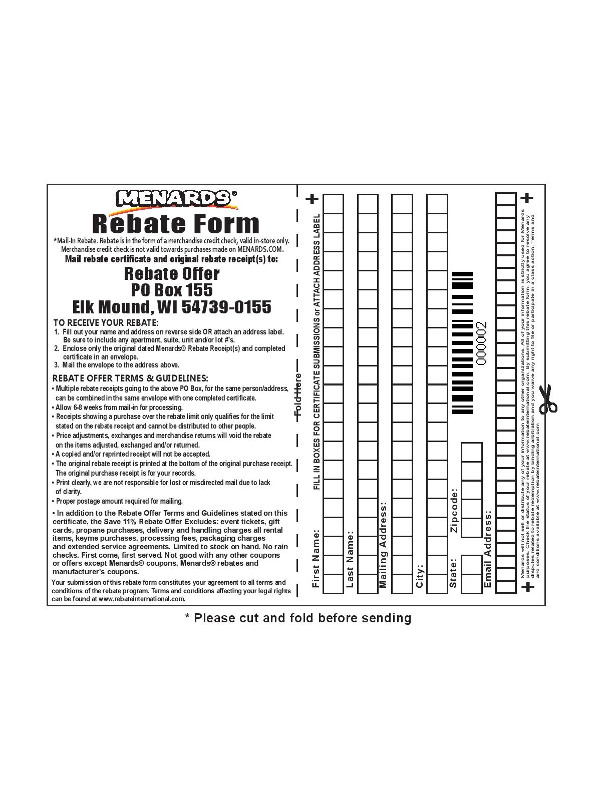 Menards Rebate Printable Form