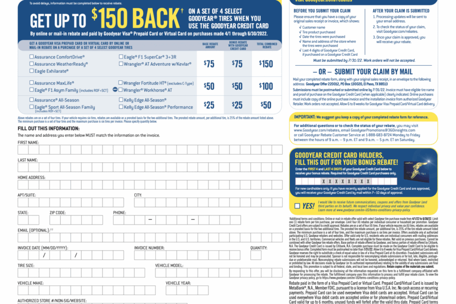 Michelin Mail In Rebate Form