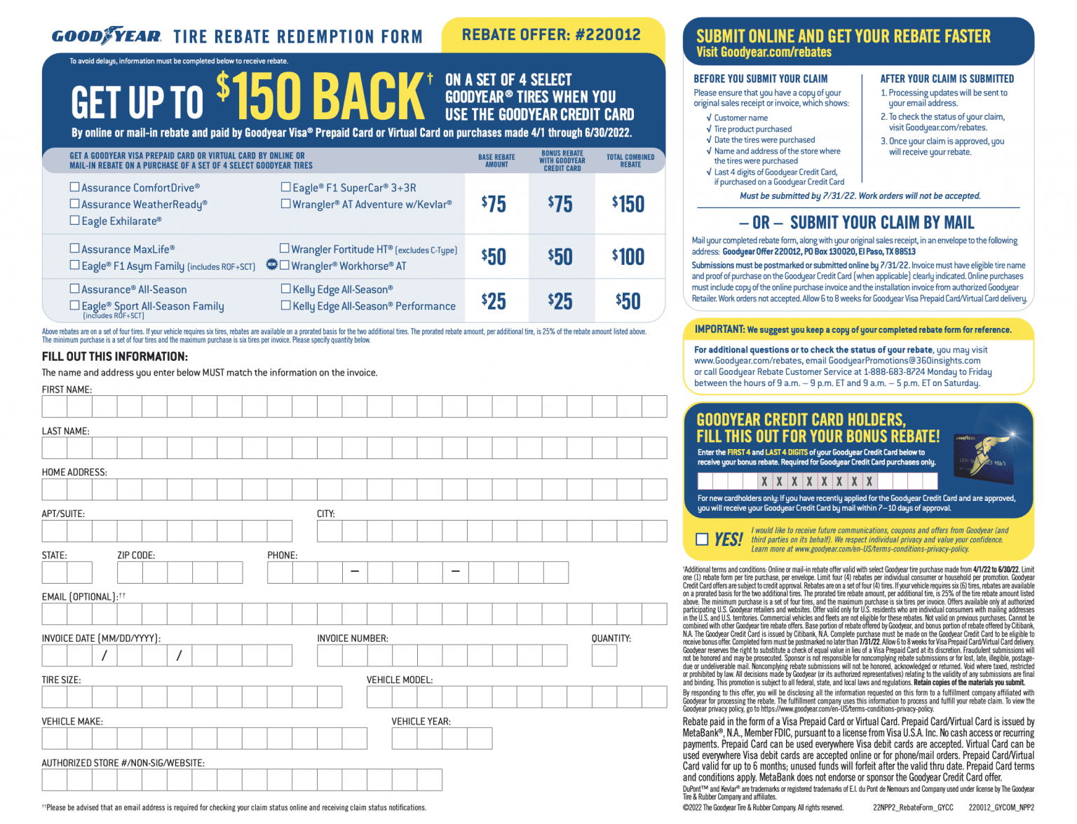 Michelin Mail In Rebate Form