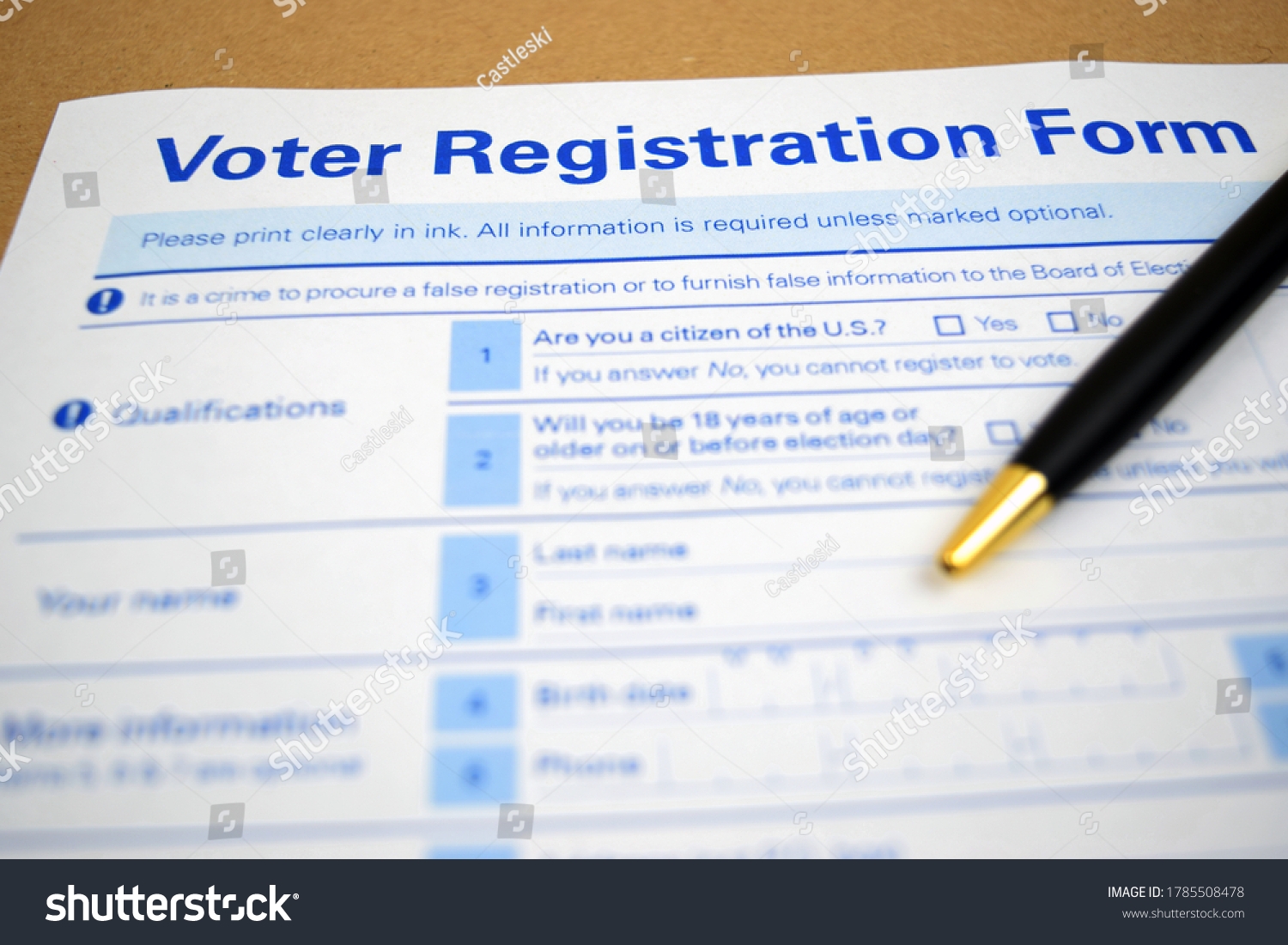 Mockup Fake Print out Concept Voter Registration Stock Photo 1785508478 Shutterstock