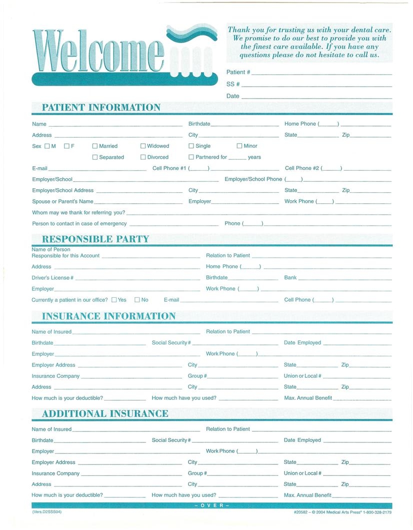 New Patient Forms PearlFection Dentistry Dentist In Frederick MD